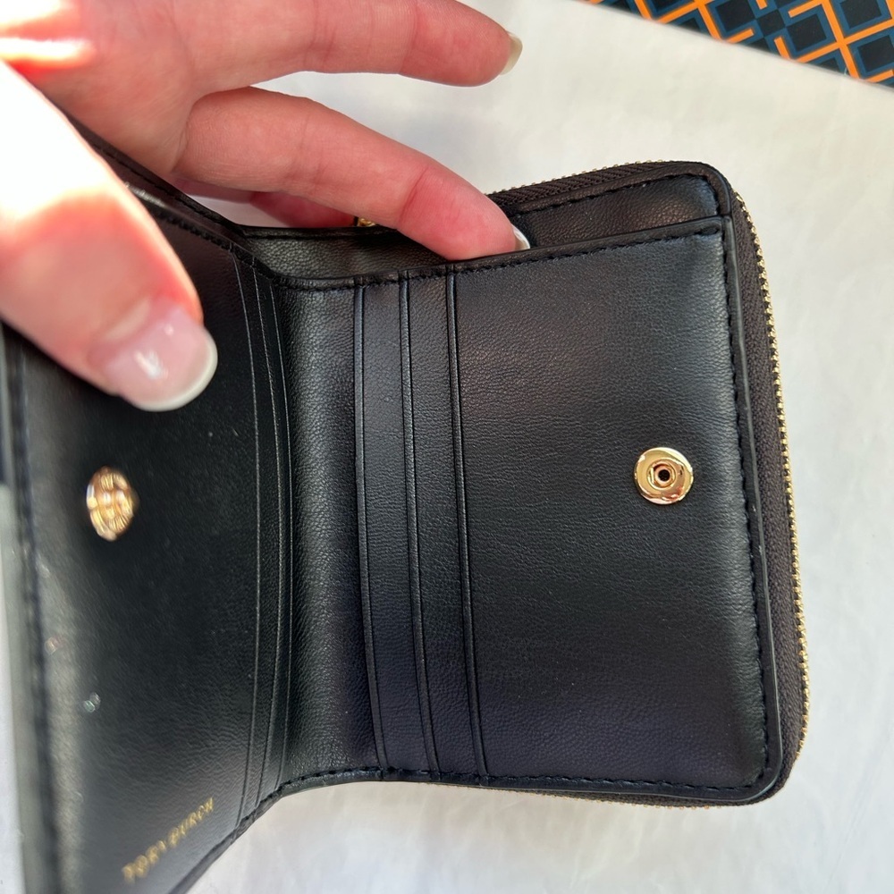 Tory Burch Emerson Tortoise Patent Mini Wallet Gold Brown Tan Neutral - Picture 8 of 10